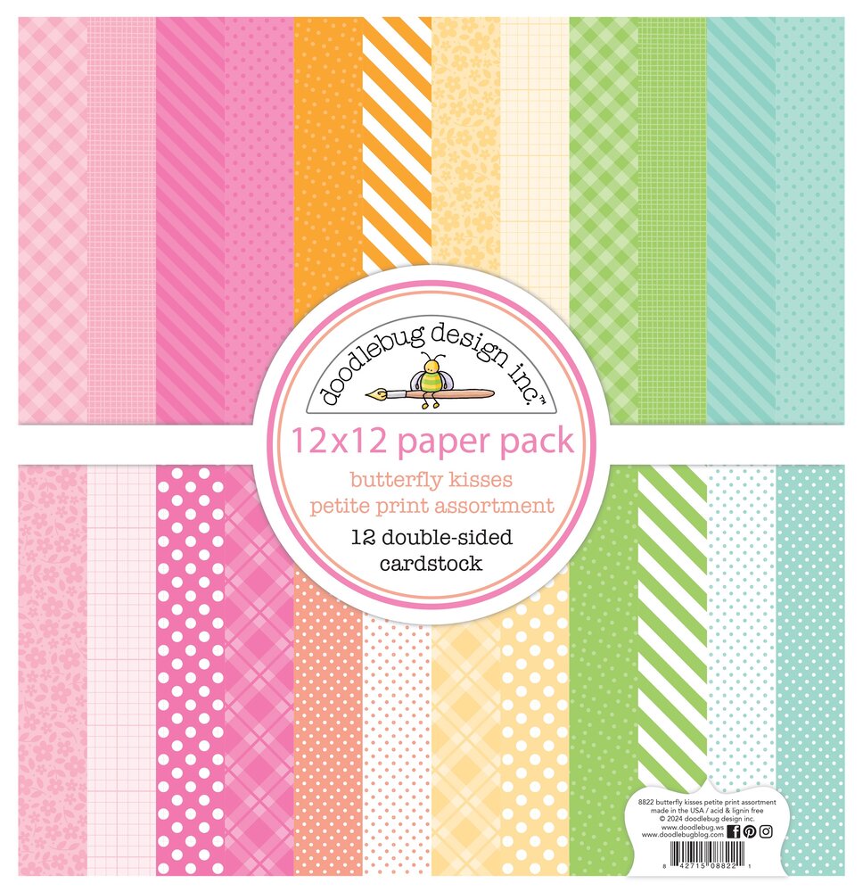 Doodlebug Design Inc. Butterfly Kisses 12x12 Inch Petite Prints Paper Pack (8822)