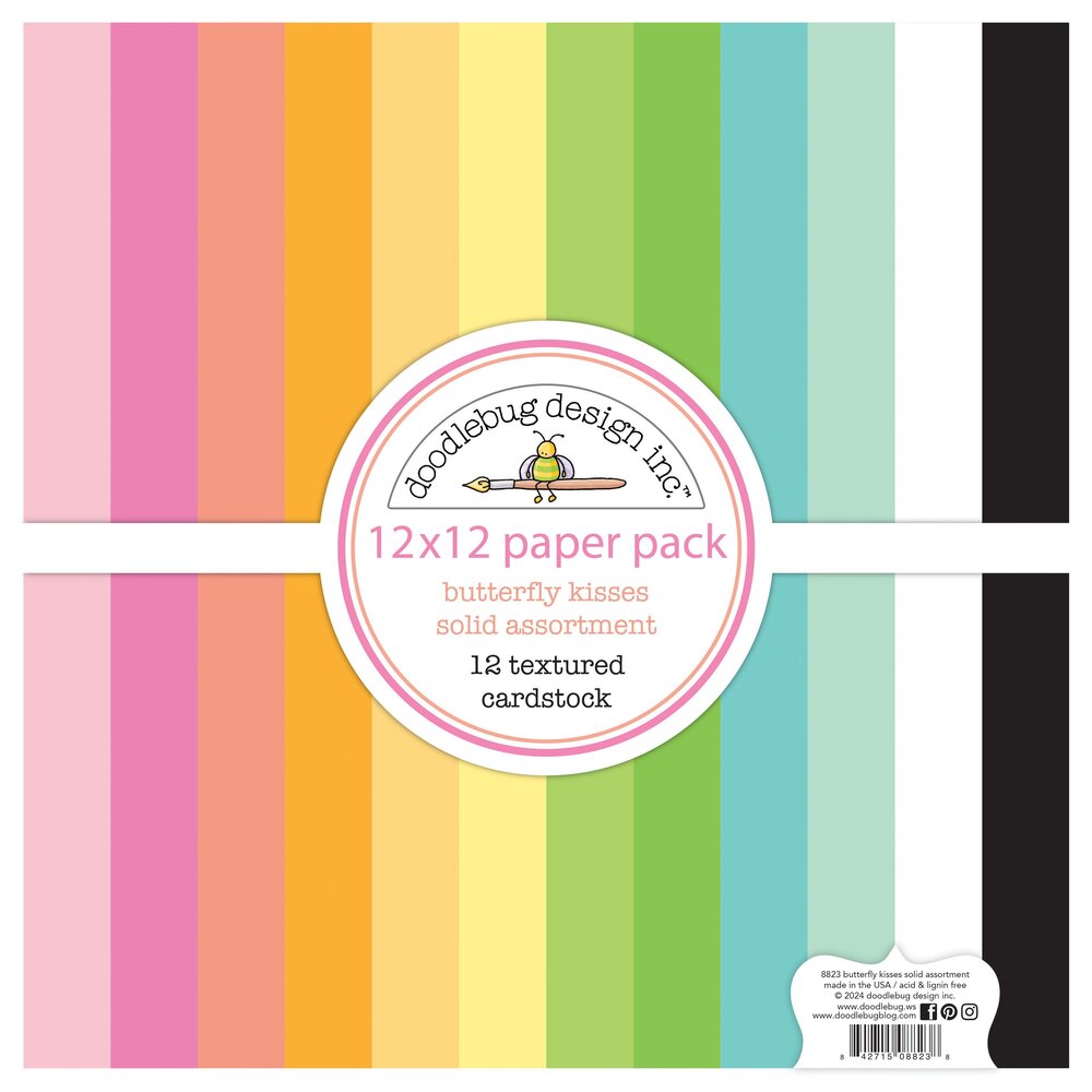 Doodlebug Design Inc. Butterfly Kisses 12x12 Inch Textured Cardstock Solid Paper Pack (8823) Doodlebug Design Inc. Butterfly Kisses 12x12 Inch Textured Cardstock Solid Paper Pack (8823)