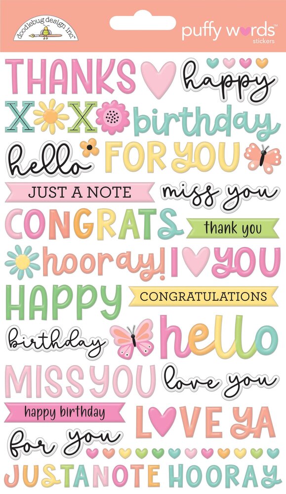 Doodlebug Design Inc. Butterfly Kisses Puffy Words Stickers (8788)