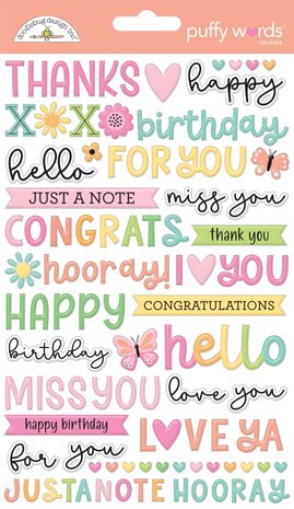 Doodlebug Design Inc. Butterfly Kisses Puffy Words Stickers (8788)