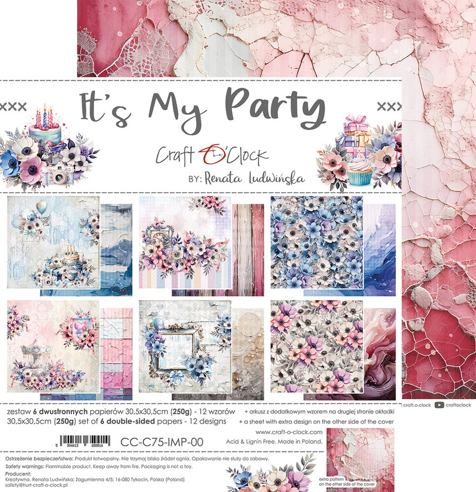 Craft O'Clock It's My Party 12x12 Inch Paper Set (CC-C75-IMP-00) Craft O'Clock It's My Party 12x12 Inch Paper Set (CC-C75-IMP-00)