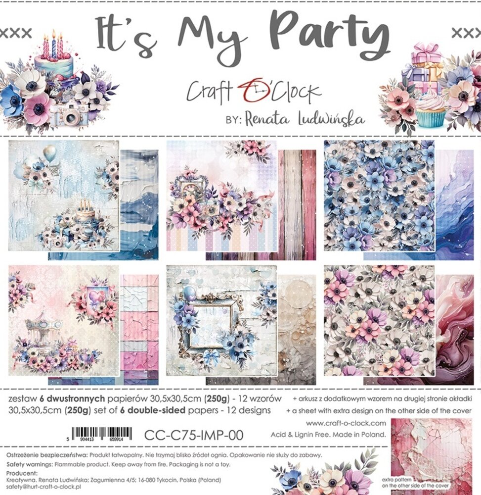 Craft O'Clock It's My Party 12x12 Inch Paper Set (CC-C75-IMP-00) Craft O'Clock It's My Party 12x12 Inch Paper Set (CC-C75-IMP-00)
