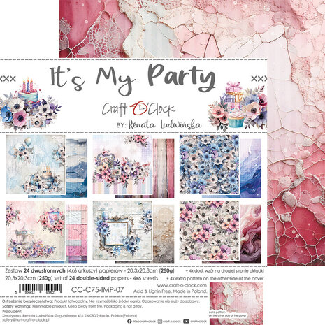 Craft O'Clock It's My Party 8x8 Inch Paper Set (CC-C75-IMP-07) Craft O'Clock It's My Party 8x8 Inch Paper Set (CC-C75-IMP-07)