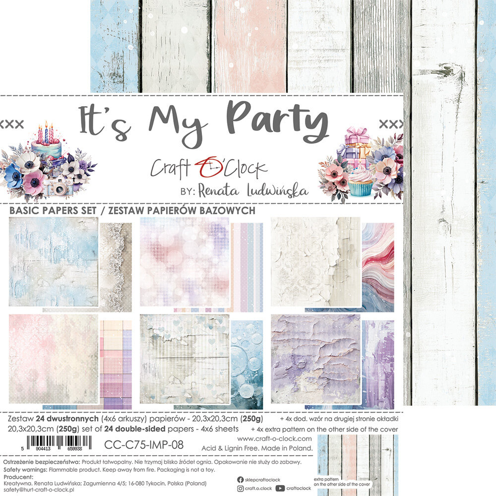 Craft O'Clock It's My Party 8x8 Inch Basic Papers Set (CC-C75-IMP-08) Craft O'Clock It's My Party 8x8 Inch Basic Papers Set (CC-C75-IMP-08)