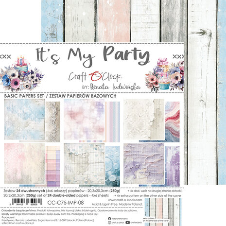 Craft O'Clock It's My Party 8x8 Inch Basic Papers Set (CC-C75-IMP-08) Craft O'Clock It's My Party 8x8 Inch Basic Papers Set (CC-C75-IMP-08)