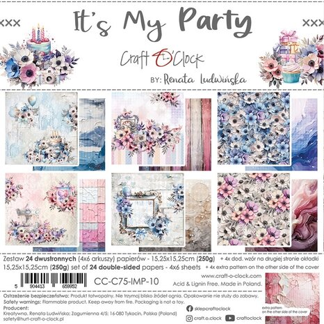 Craft O'Clock It's My Party 6x6 Inch Paper Set (CC-C75-IMP-10) Craft O'Clock It's My Party 6x6 Inch Paper Set (CC-C75-IMP-10)