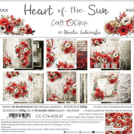 Craft O'Clock Heart of the Sun 8x8 Inch Paper Set (CC-C74-HOS-07) Craft O'Clock Heart of the Sun 8x8 Inch Paper Set (CC-C74-HOS-07)