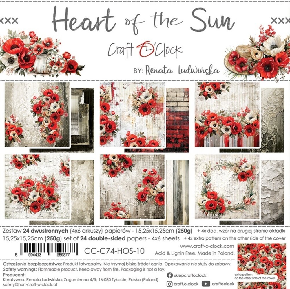 Craft O'Clock Heart of the Sun 6x6 Inch Paper Set (CC-C74-HOS-10) Craft O'Clock Heart of the Sun 6x6 Inch Paper Set (CC-C74-HOS-10)