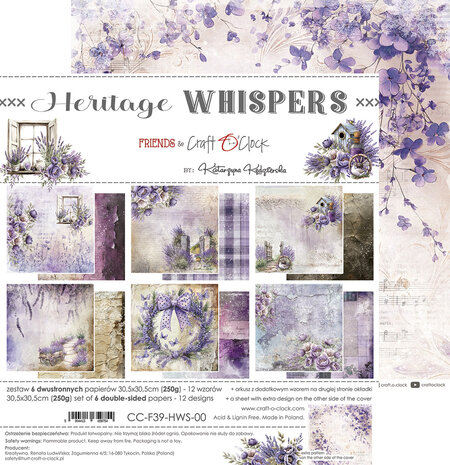 Craft O'Clock Heritage Whispers 12x12 Inch Paper Set (CC-F39-HWS-00) Craft O'Clock Heritage Whispers 12x12 Inch Paper Set (CC-F39-HWS-00)