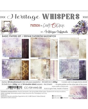 Craft O'Clock Heritage Whispers 8x8 Inch Basic Papers Set (CC-F39-HWS-08)