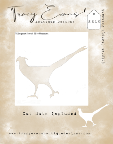 Tracy Evans Pheasant 4x4 Inch Snippet Stencil (SS018)