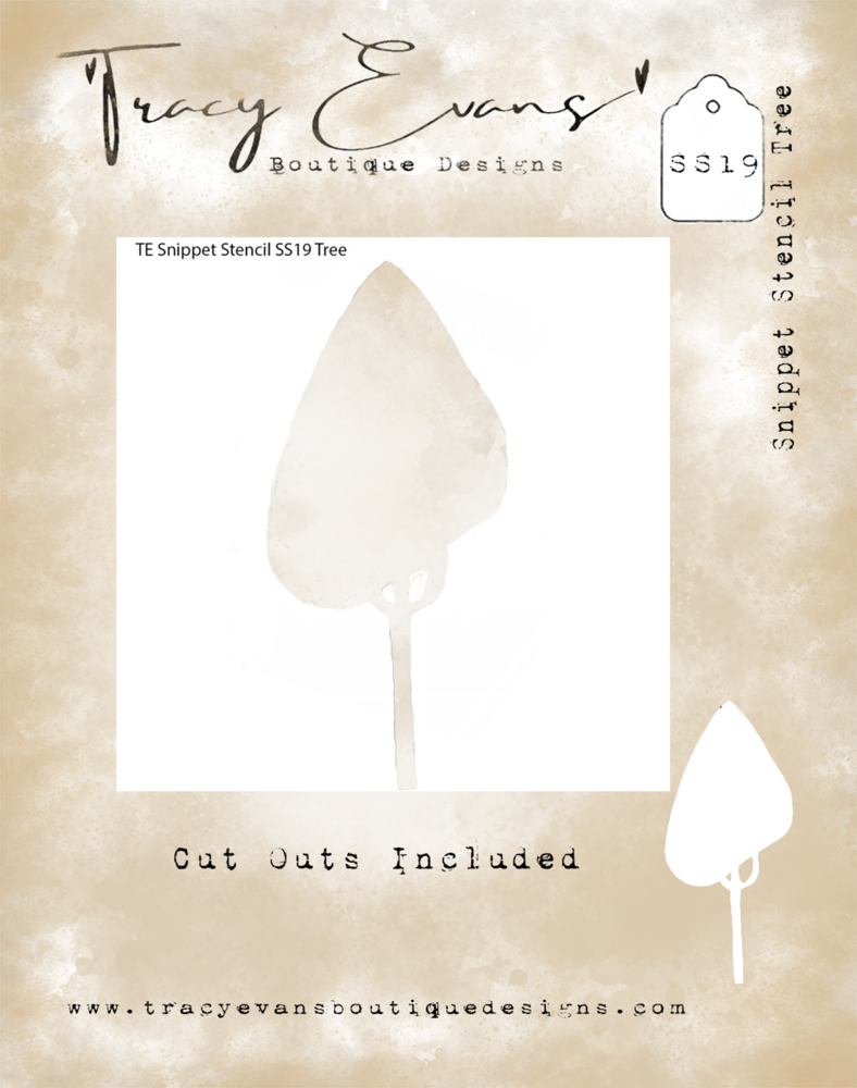 Tracy Evans Tree 4x4 Inch Snippet Stencil (SS019)