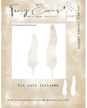 Tracy Evans Tree Duo 4x4 Inch Snippet Stencil (SS020)