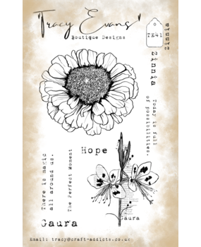 Tracy Evans Zinnia A6 Clear Stamp (TE041) Tracy Evans Zinnia A6 Clear Stamp (TE041)