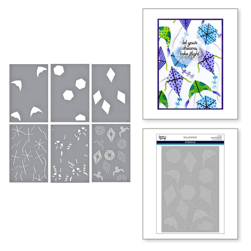 Spellbinders Sky's the Limit Flying Kites Layered Stencil (STN-108) Spellbinders Sky's the Limit Flying Kites Layered Stencil (STN-108)