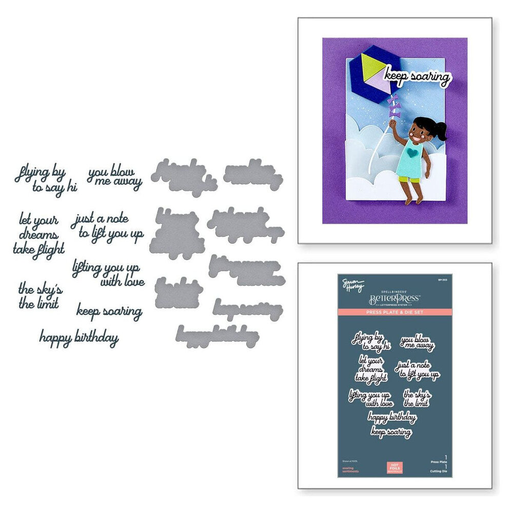 Spellbinders Sky's the Limit Soaring Sentiments BetterPress Plate & Die Set (BP-303) Spellbinders Sky's the Limit Soaring Sentiments BetterPress Plate & Die Set (BP-303)