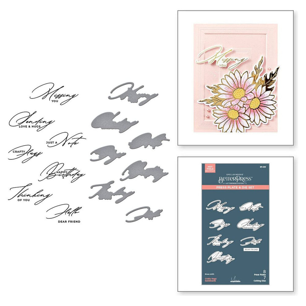 Spellbinders Yana's Daisies Crafty Hugs Sentiments Press Plate & Die Set (BP-298) Spellbinders Yana's Daisies Crafty Hugs Sentiments Press Plate & Die Set (BP-298)