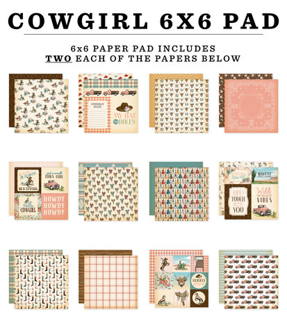 Carta Bella Cowgirl 6x6 Inch Paper Pad (CBCG436023) Carta Bella Cowgirl 6x6 Inch Paper Pad (CBCG436023)