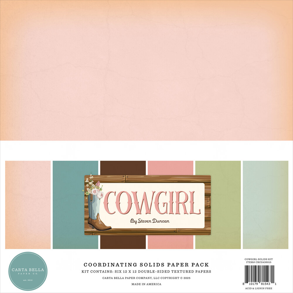 Carta Bella Cowgirl 12x12 Inch Coordinating Solids Paper Pad (CBCG436015) Carta Bella Cowgirl 12x12 Inch Coordinating Solids Paper Pad (CBCG436015)