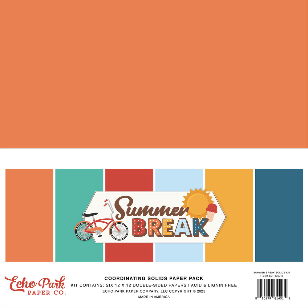 Echo Park Summer Break 12x12 Inch Coordinating Solids Paper Pad (SBR426015) Echo Park Summer Break 12x12 Inch Coordinating Solids Paper Pad (SBR426015)