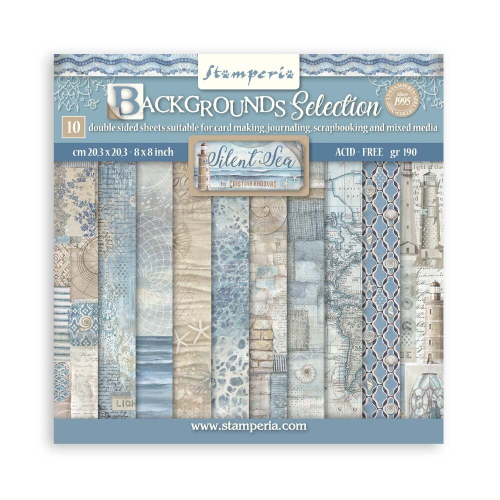 Stamperia Silent Sea Backgrounds 8x8 Inch Paper Pack (SBBS126)