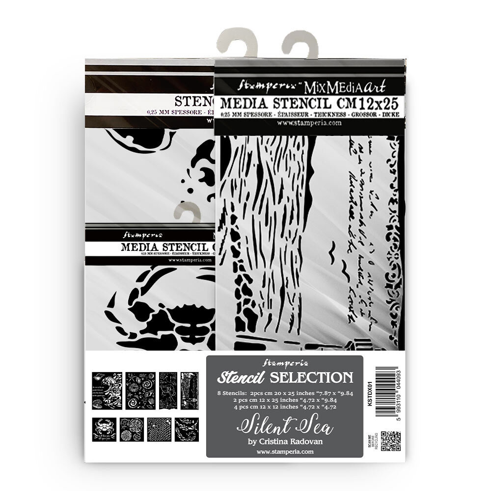 Stamperia Silent Sea Assortment Thick Stencil (8pcs) (KSTDX01) Stamperia Silent Sea Assortment Thick Stencil (8pcs) (KSTDX01)