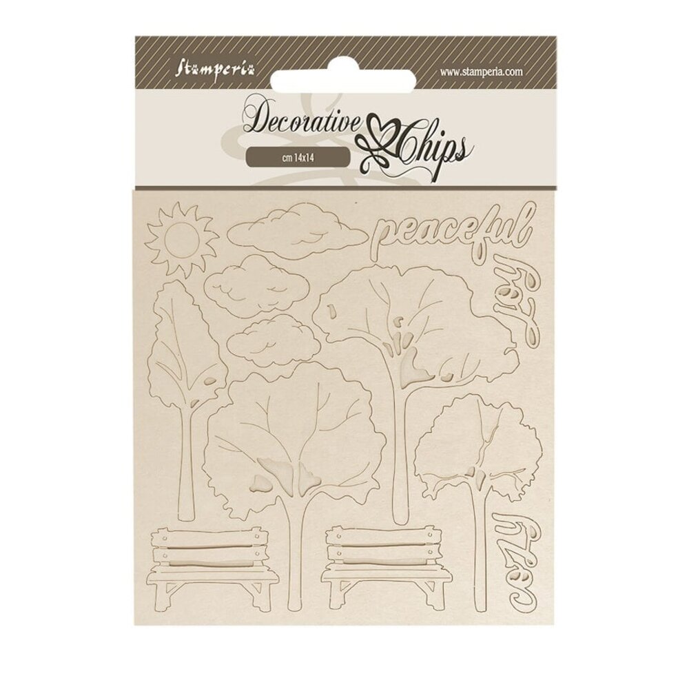 Stamperia Silent Sea Village Decorative Chips Garden (SCB267) Stamperia Silent Sea Village Decorative Chips Garden (SCB267)