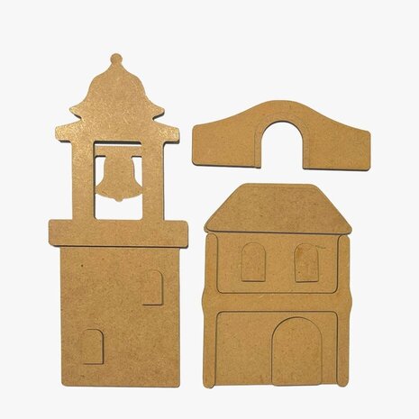 Stamperia Silent Sea Village MDF Crafty Shapes Blanks Bell Tower and Bridge (KLSM47)