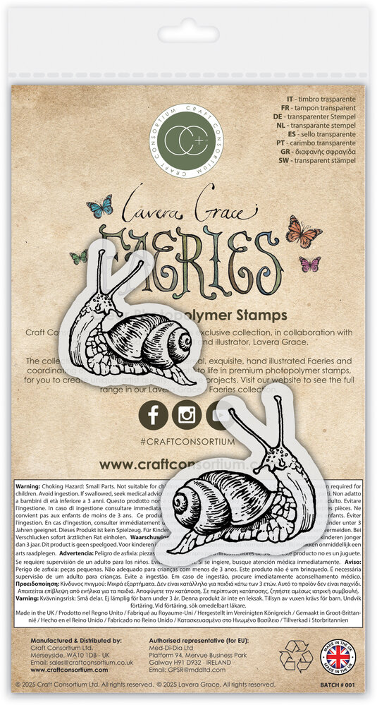 Craft Consortium Fairies A6 Clear Stamp Snails (CCLGSTMP006)