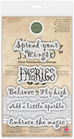 Craft Consortium Fairies A6 Clear Stamp Sentiments (CCLGSTMP017)