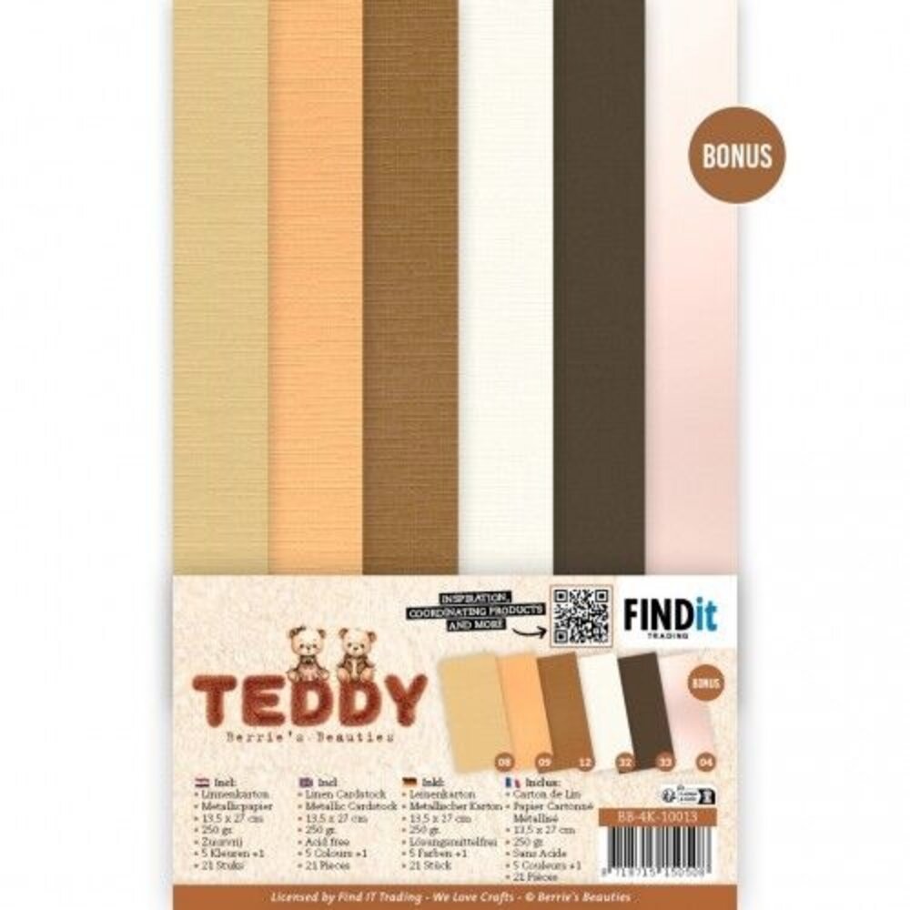 Berrie's Beauties Teddy 4K Linen Cardstock Pack (BB-4K-10013) Berrie's Beauties Teddy 4K Linen Cardstock Pack (BB-4K-10013)