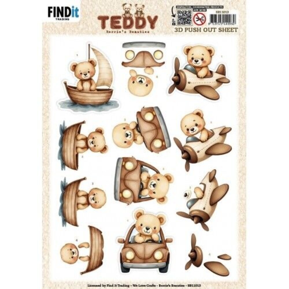 Berrie's Beauties Teddy 3D Push Out Transport (SB11013)