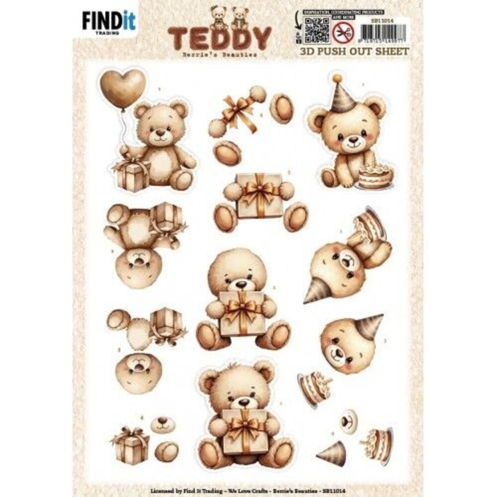 Berrie's Beauties Teddy 3D Push Out Present (SB11014)