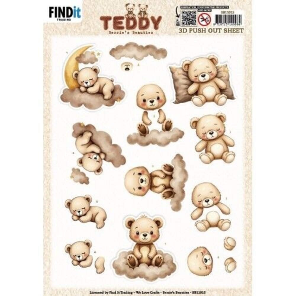 Berrie's Beauties Teddy 3D Push Out Clouds (SB11015)