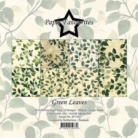 Paper Favourites Green Leaves 12x12 Inch Paper Pad (PF734) Paper Favourites Green Leaves 12x12 Inch Paper Pad (PF734)