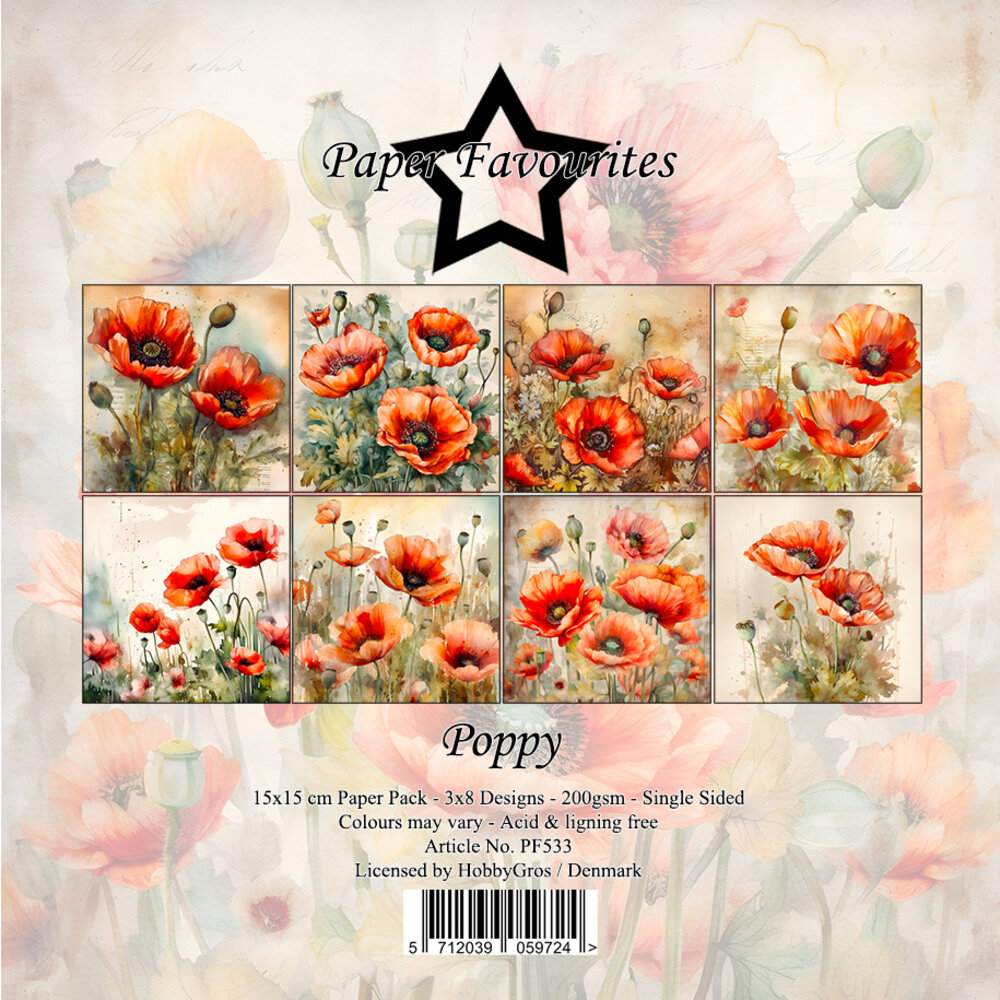 Paper Favourites Poppy 6x6 Inch Paper Pad (PF533) Paper Favourites Poppy 6x6 Inch Paper Pad (PF533)