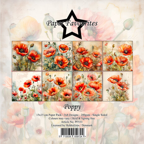 Paper Favourites Poppy 6x6 Inch Paper Pad (PF533) Paper Favourites Poppy 6x6 Inch Paper Pad (PF533)