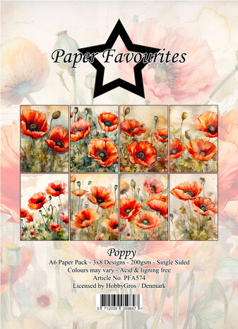 Paper Favourites Poppy A6 Paper Pad (PFA574) Paper Favourites Poppy A6 Paper Pad (PFA574)