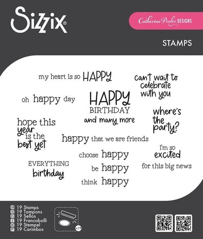Sizzix Catherine Pooler Clear Stamps Happy Everything Sentiment (666827) Sizzix Catherine Pooler Clear Stamps Happy Everything Sentiment (666827)