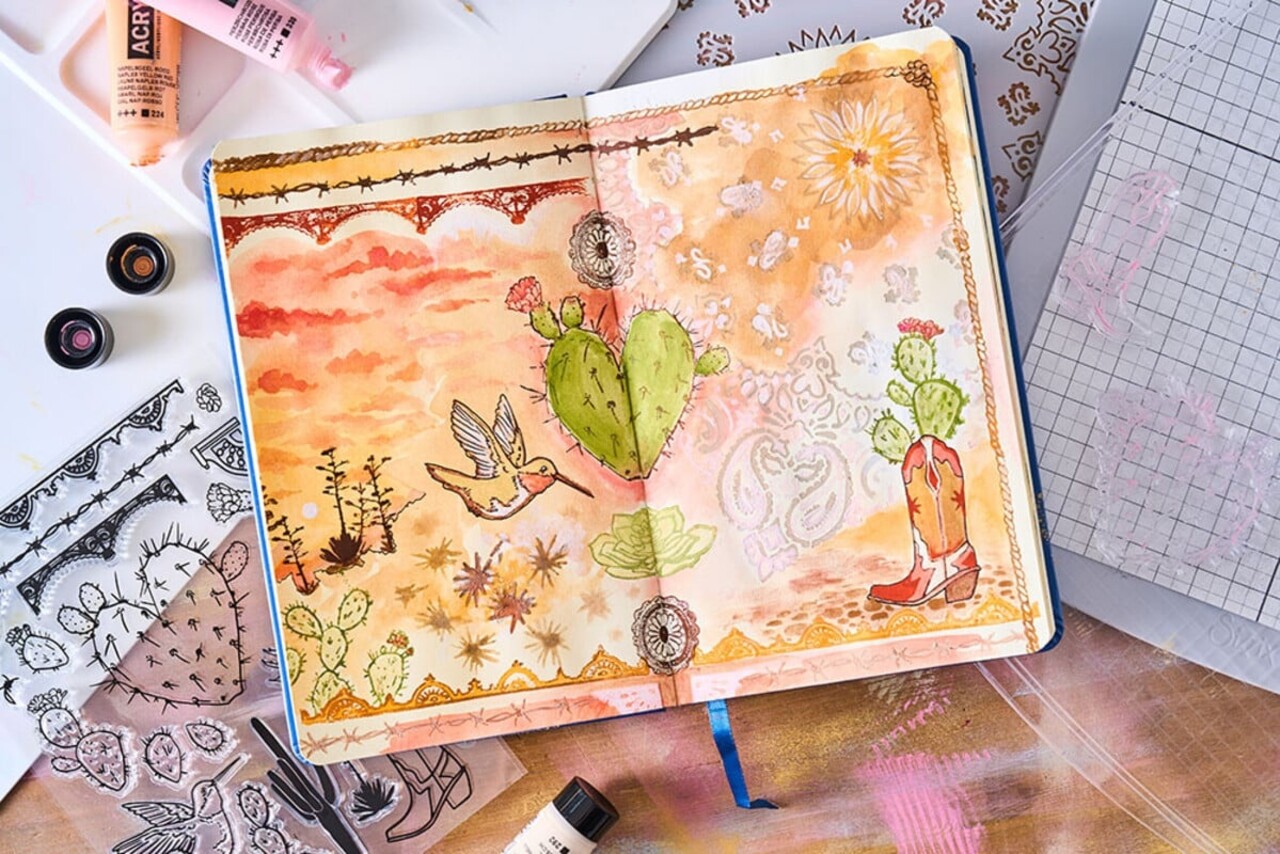 Sizzix Studio Vic Hollins Stencil & Stamp Western (666854)