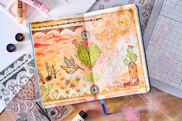 Sizzix Studio Vic Hollins Stencil & Stamp Western (666854)