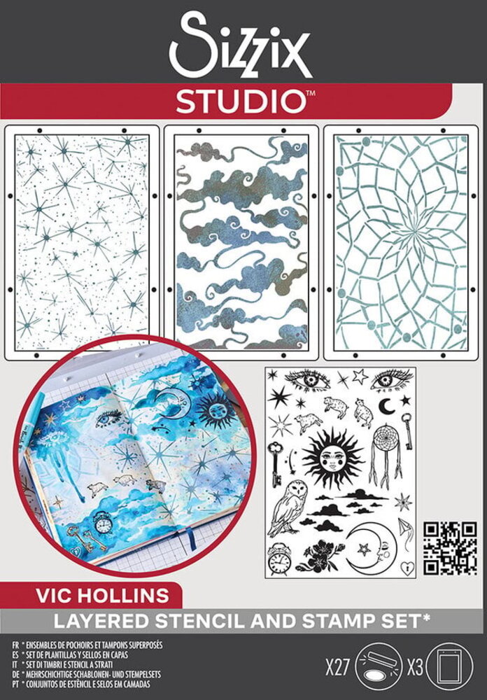 Sizzix Studio Vic Hollins Stencil & Stamp Dreamscape (666855)