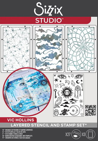 Sizzix Studio Vic Hollins Stencil & Stamp Dreamscape (666855)