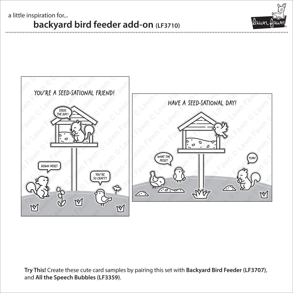 Lawn Fawn Backyard Bird Feeder Add-On Clear Stamps (LF3710) Lawn Fawn Backyard Bird Feeder Add-On Clear Stamps (LF3710)