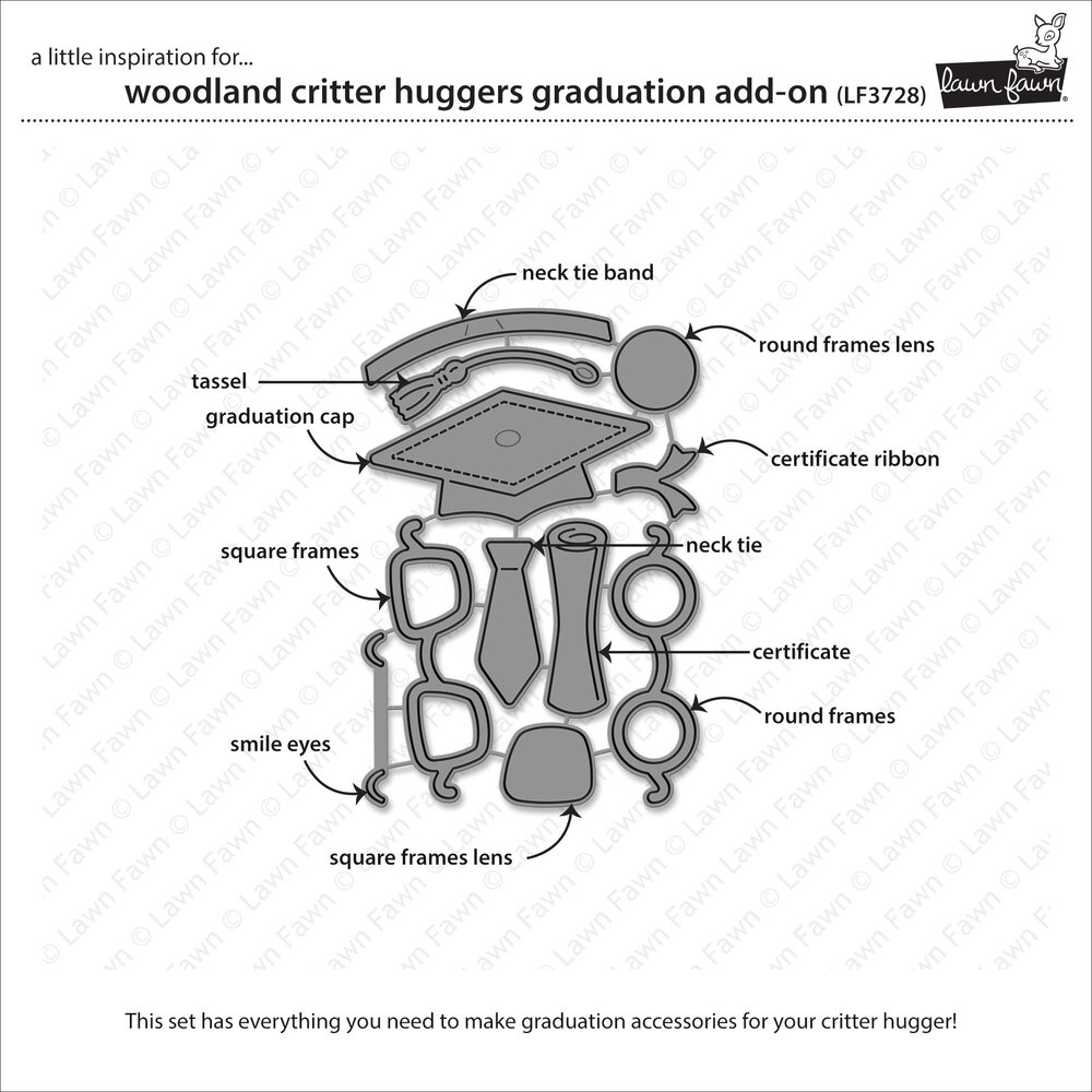Lawn Fawn Woodland Critter Huggers Graduation Add-On Dies (LF3728) Lawn Fawn Woodland Critter Huggers Graduation Add-On Dies (LF3728)
