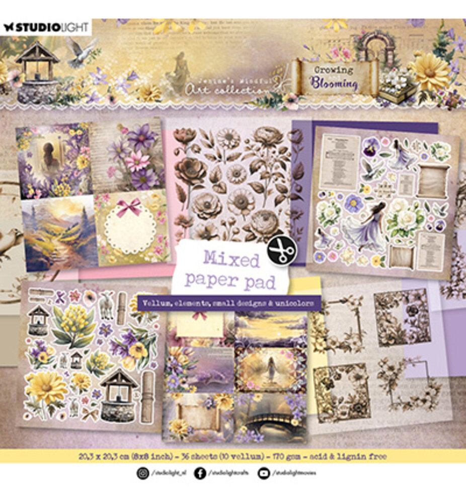 Studio Light Growing & Blooming 8x8 Inch Mixed Paper Pad (JMA-GB-MPP322) Studio Light Growing & Blooming 8x8 Inch Mixed Paper Pad (JMA-GB-MPP322)