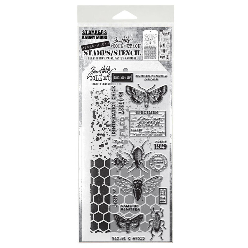 Stampers Anonymous Tim Holtz Clear Stamp and Stencil Set 11 (THMM111) Stampers Anonymous Tim Holtz Clear Stamp and Stencil Set 11 (THMM111)