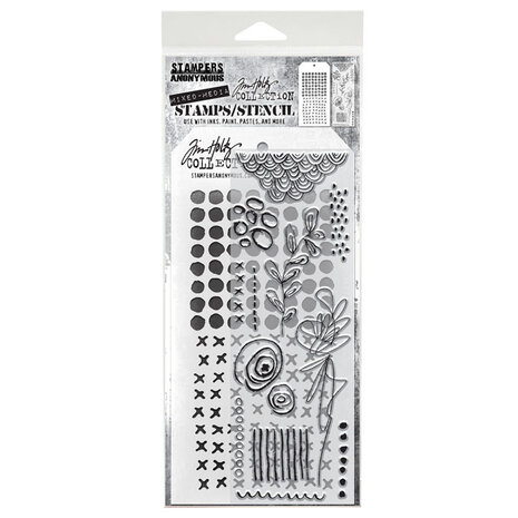 Stampers Anonymous Tim Holtz Clear Stamp and Stencil Set 14 (THMM114) Stampers Anonymous Tim Holtz Clear Stamp and Stencil Set 14 (THMM114)