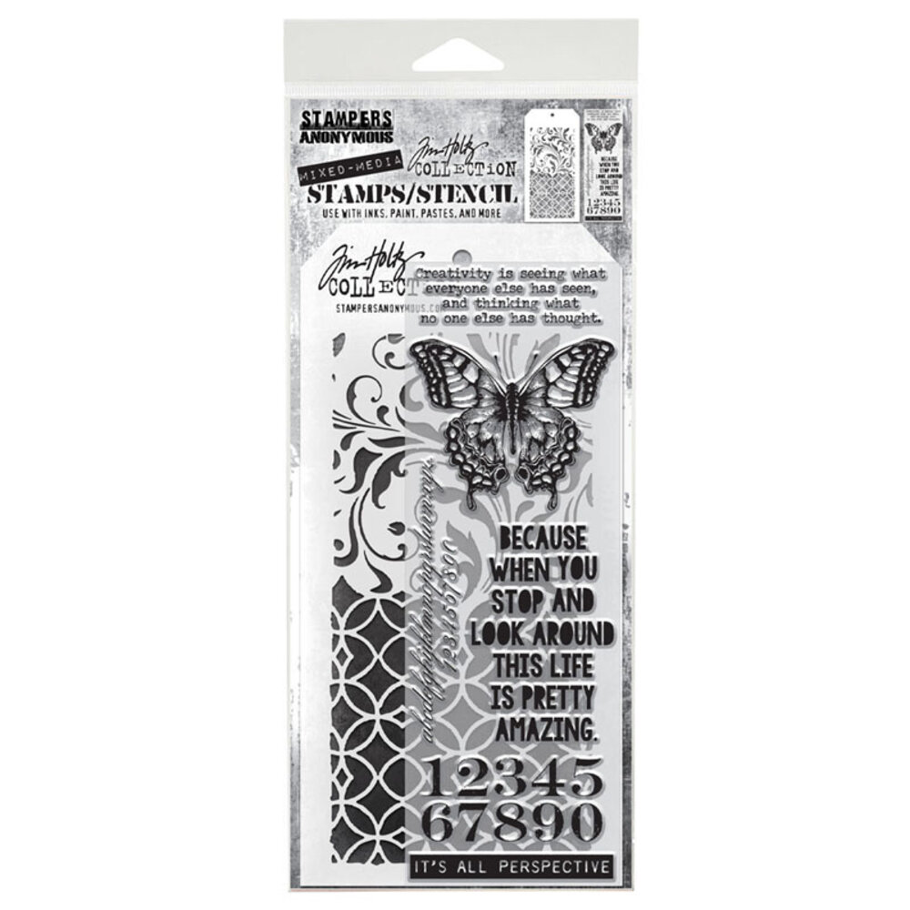 Stampers Anonymous Tim Holtz Clear Stamp and Stencil Set 15 (THMM115)