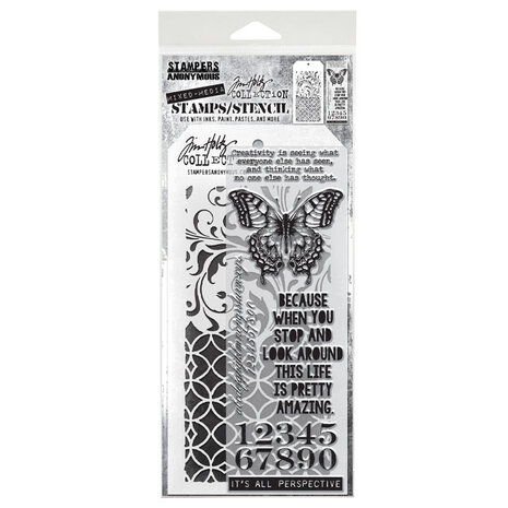 Stampers Anonymous Tim Holtz Clear Stamp and Stencil Set 15 (THMM115)